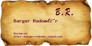 Barger Radomér névjegykártya